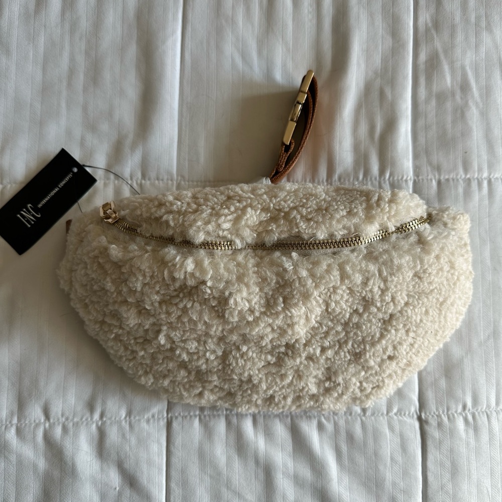 Cream Sherpa Crossbody Fanny Bag.